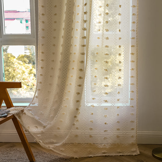 Cortinas Bohemias Texturizadas con Bordado Floral - Image 42