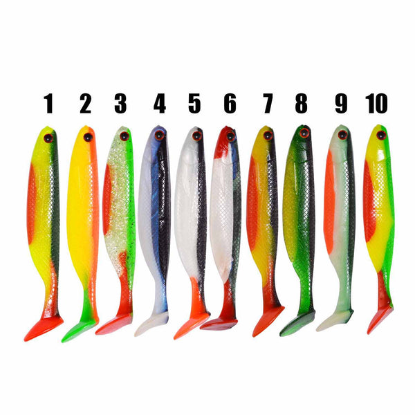 Señuelos de Gusano Suave Multicolor con Cola en T para Pesca