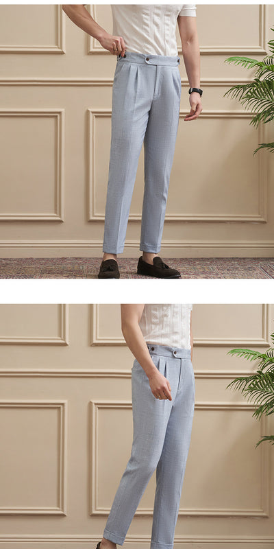 Pantalones Casuales Drapeados Slim-Fit para Hombre - Traje de Negocios - Image 14