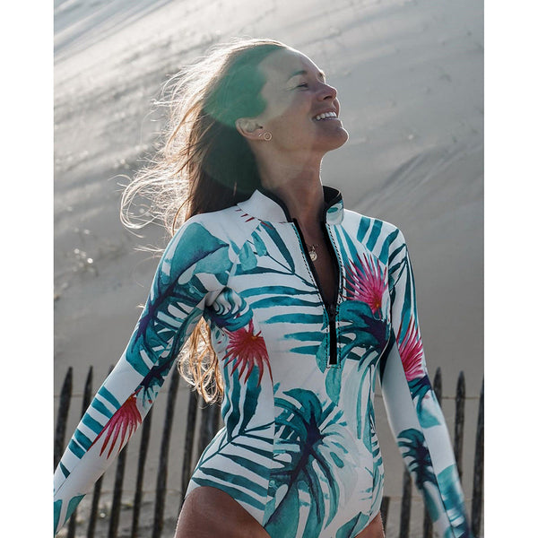 Traje de Baño Deportivo de Manga Larga y Cintura Alta para Surf