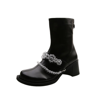 Botas Cortas Infantiles con Cristales y Flores - Estilo Elegante para Niñas - Image 5