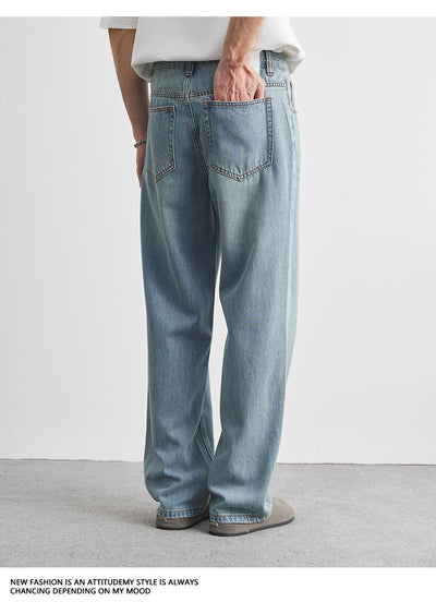 Jeans Rectos Rotos para Hombre en Lavado Claro - Image 17