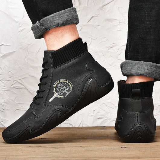 Botas de Cuero Estilo Británico Corte Medio para Hombre - Image 13