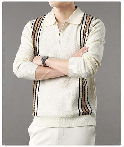 Suéter de Punto Colorblock con Cuello y Cierre Medio Cremallera para Hombre - Image 40