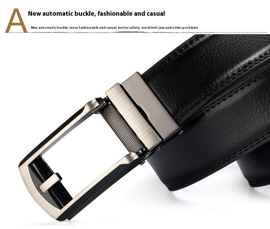 Cinturón de Cuero Doble Capa con Hebilla Automática para Hombre - Image 13