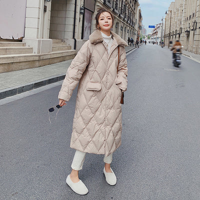 Chaqueta Larga Oversize de Algodón Negro Hasta la Rodilla