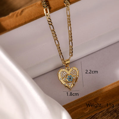 Conjunto de Collar y Aretes Corazón con Zirconia, Baño de Oro Real - Image 6