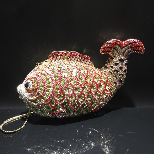 Clutch Dorado con Peces de Diamantes - Diseño Artesanal Elegante para Mujer - Image 8