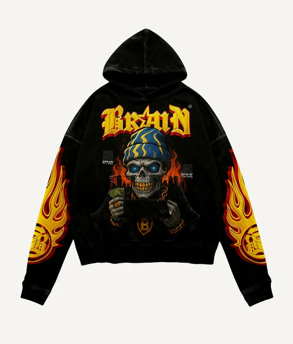 Sudadera Hombre Estilo Retro Calavera Oversize