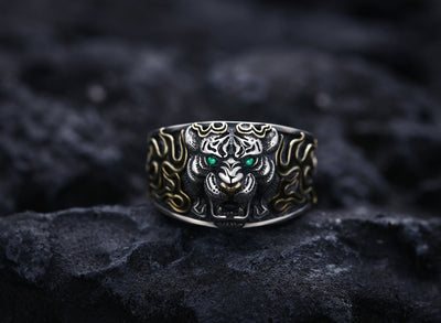Anillo Ajustable Cabeza de Tigre en Plata 925 Estilo Retro - Image 6