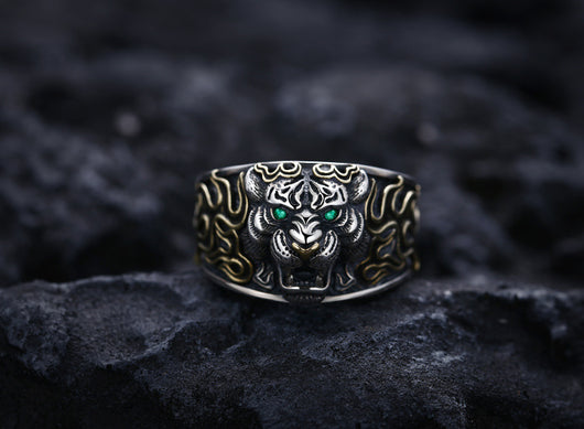 Anillo Ajustable Cabeza de Tigre en Plata 925 Estilo Retro - Image 6