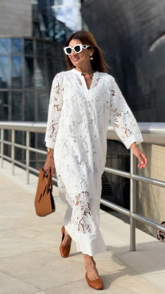 Blusa de Playa Holgada con Encaje - Camisa Vacacional Elegante - Image 11