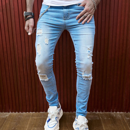 Jeans Slim Fit Rotos de Verano para Hombre con Stretch - Image 3