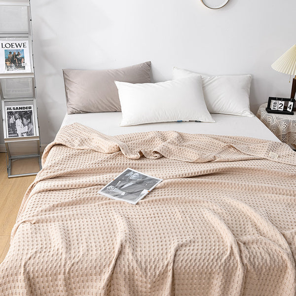 Manta Gasa de Algodón Puro para Cama - Textura Waffle Transpirable