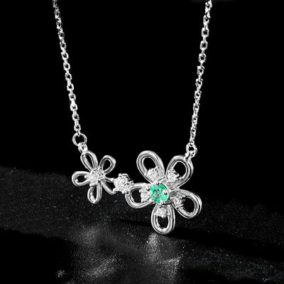 Collar de Plata S925 con Colgante Esmeralda - Diseño Floral Elegante para Toda la Familia - Image 12