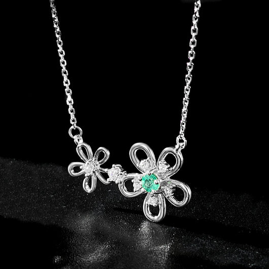 Collar de Plata S925 con Colgante Esmeralda - Diseño Floral Elegante para Toda la Familia - Image 12