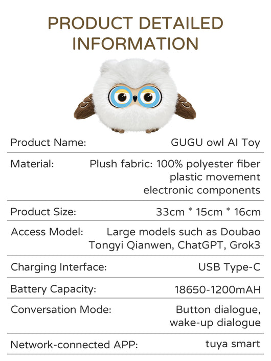 Búho Peluche Inteligente con IA - Juguete Interactivo Educativo para Niños - Image 6
