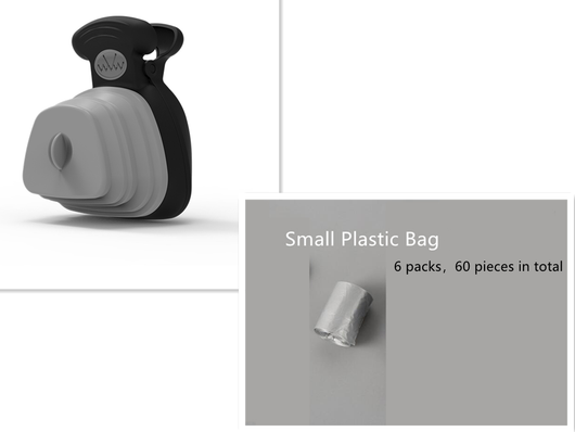 Blue and black foldable pet poop bag dispenser with an integrated scoop, ideal for travel and outdoor use. - Image 12