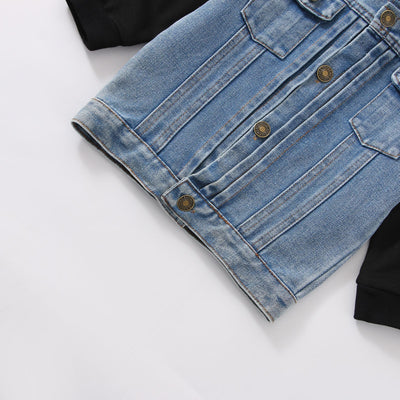Chaqueta Denim Raglan con Capucha Estilo Europeo y Americano para Niño - Image 13