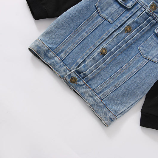 Chaqueta Denim Raglan con Capucha Estilo Europeo y Americano para Niño - Image 13