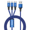 Cable 3 en 1 Rapid Series - iPhone, Android y USB-C Azul Oscuro