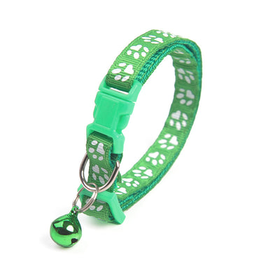 Collar para Cachorro con Cascabel y Estampado de Patitas en Colores Sólidos - Image 15