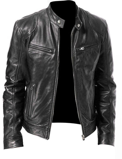 Chaqueta de Cuero para Hombre con Cuello Alto Estilo Punk - Image 7