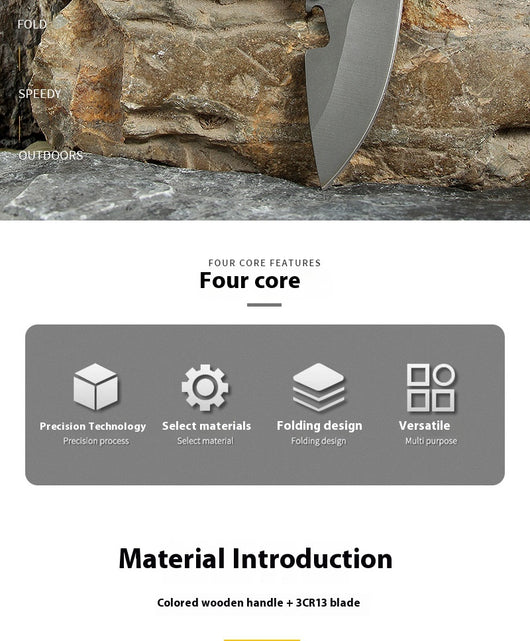 Cuchillo Plegable de Acero Inoxidable Portátil con Llavero - Image 12