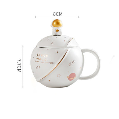 Taza Cerámica Astronauta con Tapa y Cuchara - Diseño Planeta - Image 26