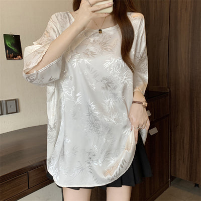 Blusa Vintage con Jacquard y Botones Estilo Chino - Image 16