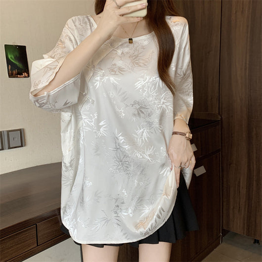 Blusa Vintage con Jacquard y Botones Estilo Chino - Image 16