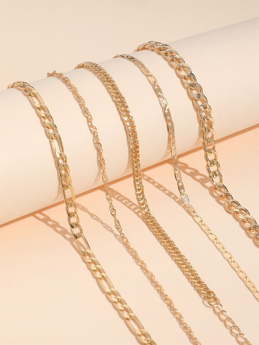 Set de 5 Tobilleras Cadena Serpiente Retro Metal Elegante - Image 23