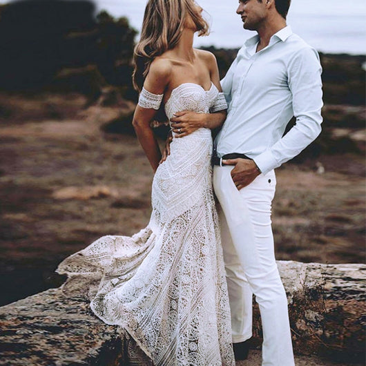 Vestido de Novia Sirena de Encaje Sexy con Detalles Delanteros - Image 3