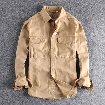 Camisa de Trabajo Retro con Bolsillos 3D - Algodón Manga Larga Hombre - Image 20
