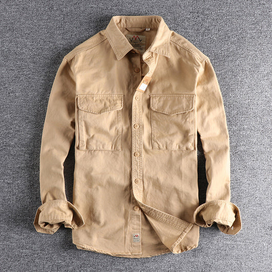 Camisa de Trabajo Retro con Bolsillos 3D - Algodón Manga Larga Hombre - Image 20