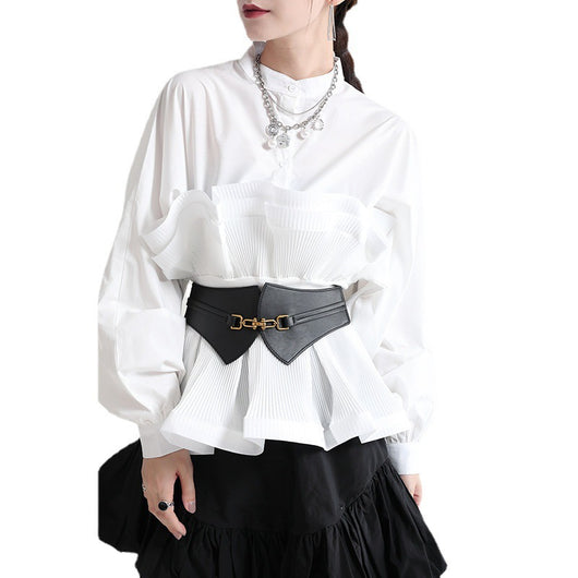 Blusa Mujer Cintura Fruncida Manga Linterna Ajuste Slim 3D - Image 3