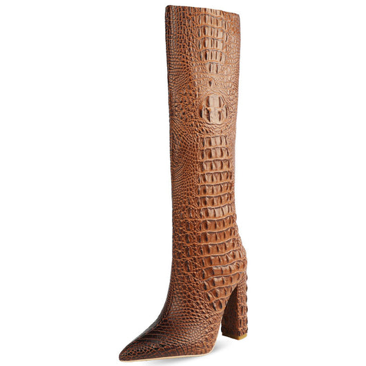 Botas Altas de Cuero con Tacón Grueso y Punta Afilada - Tallas Grandes - Image 3