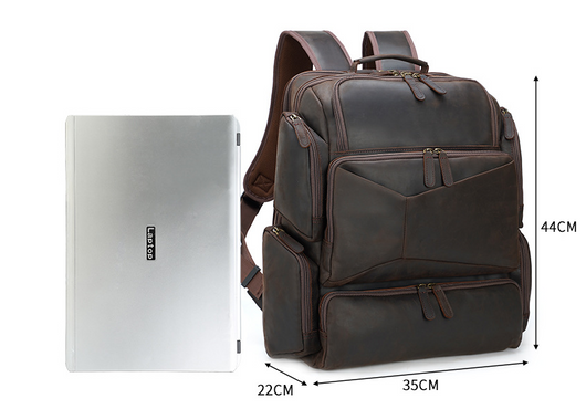 Mochila de Viaje en Cuero Crazy Horse Retro 17 Pulgadas - Backpack de Cuero Premium para Hombre - Image 3