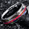 Anillo de Tungsteno con Concha de Abulón Magenta Profundo y Ópalo