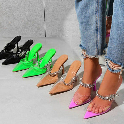 Sandalias de Tacón Alto Puntiagudo con Cristales de Lujo en Colores Frutales - Image 9