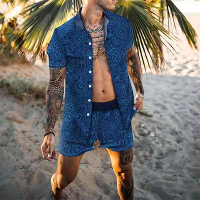 Traje de Playa Hombre Dos Piezas Estampado Suelto y Cómodo - Image 3
