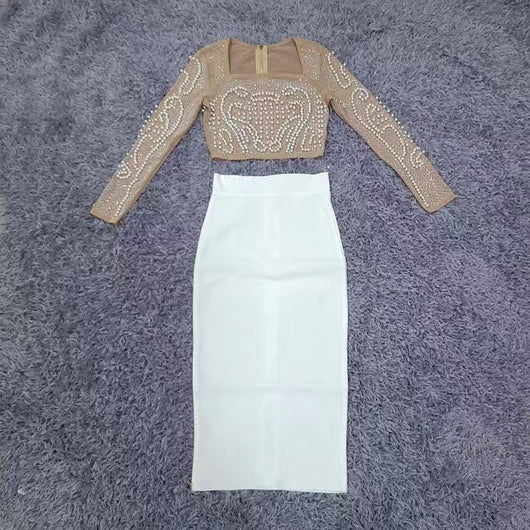 Conjunto Dos Piezas: Blusa Manga Larga con Tachuelas y Falda Midi - Image 18