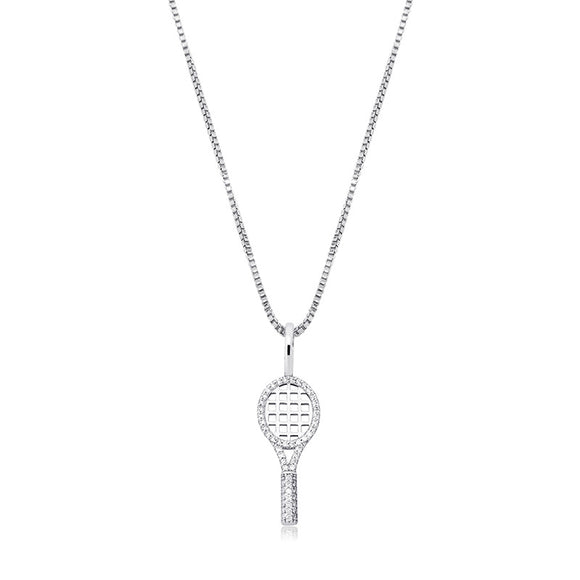 Collar Deportivo de Raqueta de Tenis con Circonitas - Estilo Hip-hop Femenino