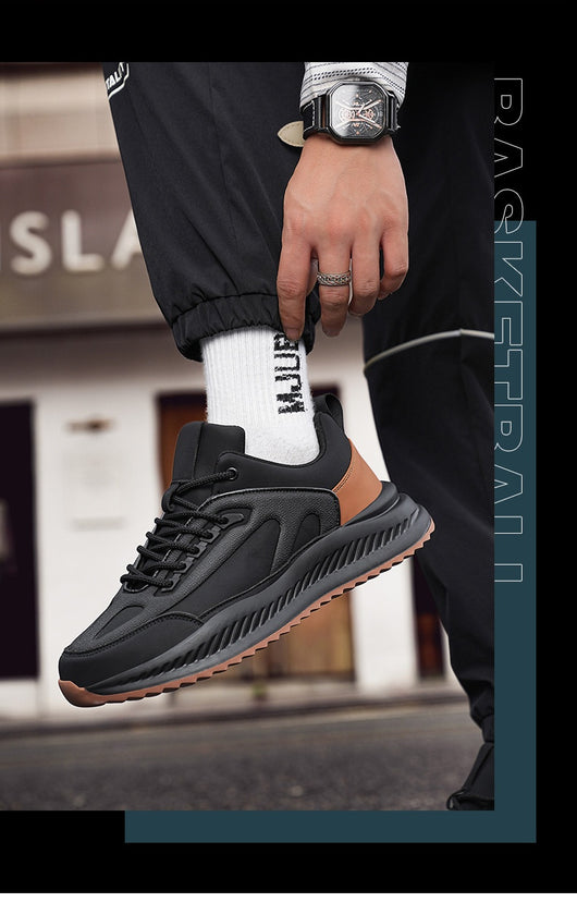Tenis Deportivos de Plataforma Ligeros con Suela Suave - Cuero Casual para Hombre - Image 10