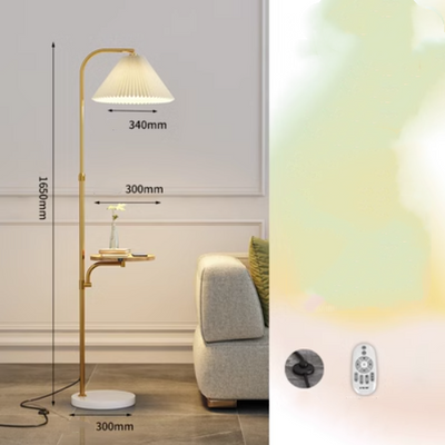 Lámpara de Pie para Sala con Pantalla Plisada y Base de Madera Maciza - Image 33