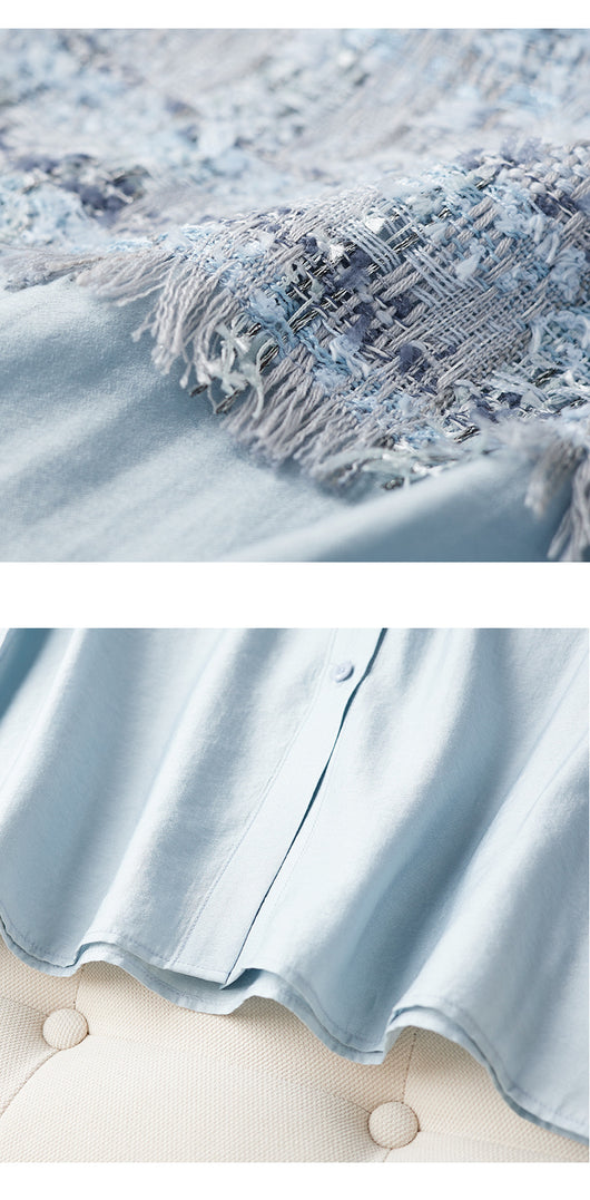 Camisa de Algodón Azul con Solapa para Mujer - Image 9