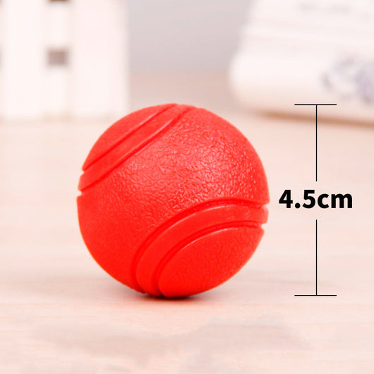 Red rubber pet toy ball with a textured surface and grooves, measuring 6.5cm in diameter. - Image 11