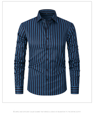 Camisa de Manga Larga en Seda de Hielo con Rayas Coordinadas - Image 20