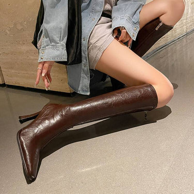 Botas Retro de Tacón Alto Punta Afilada - Lujo Exclusivo para Mujer - Image 3