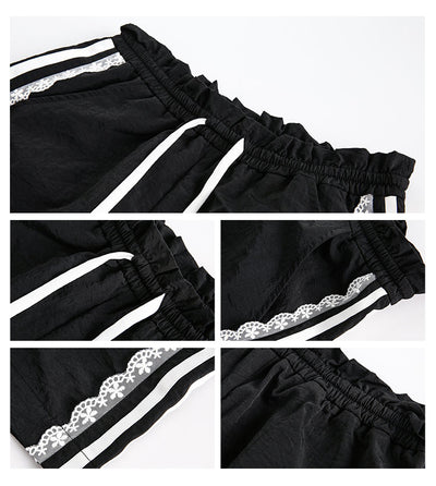 Shorts Deportivos de Cintura Elástica Pierna Ancha Encaje - Image 8